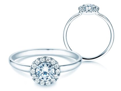 Bague de fiançailles Flower en 18K or blanc avec diamants 0,77ct G/SI
