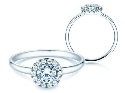 Bague de fiançailles Flower en or blanc