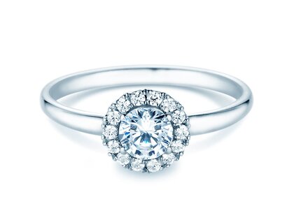 Bague de fiançailles Flower en 18K or blanc avec diamants 0,77ct G/SI