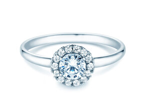 Bague de fiançailles Flower en 18K or blanc avec diamants 0,77ct G/SI
