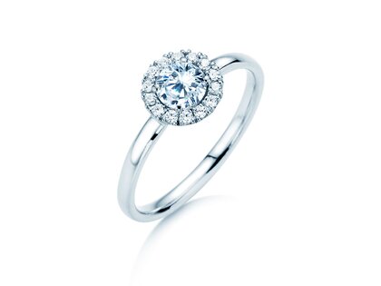 Bague de fiançailles Flower en 18K or blanc avec diamants 0,77ct G/SI