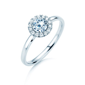 Bague de fiançailles Flower en 18K or blanc avec diamants 0,77ct G/SI