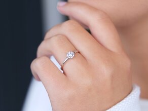 Bague de fiançailles Flower en 14K or blanc avec diamants 0,33ct G/SI