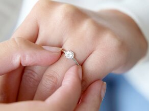 Bague de fiançailles Flower en 14K or blanc avec diamants 0,33ct G/SI