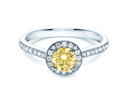 Bague de fiançailles Halo Intense en 18K or blanc avec diamants 0,78ct