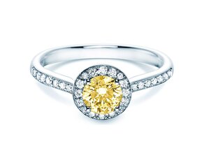 Bague de fiançailles Halo Intense en 18K or blanc avec diamants 0,78ct