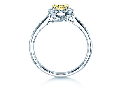 Bague de fiançailles Halo Intense en 18K or blanc avec diamants 0,78ct