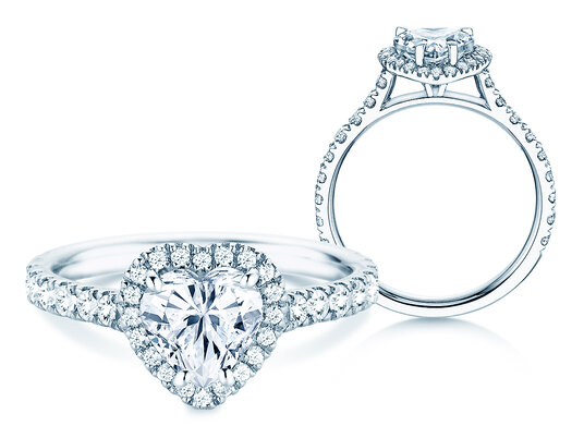 Bague de fiançailles Pure Love en 9K or blanc avec diamants 0,65ct G/SI