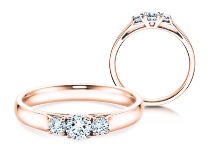 Bague de fiançailles 3 Stones dans or rose