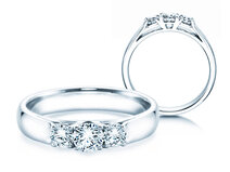 Bague de fiançailles 3 Stones en 9K or blanc avec diamants 0,40ct G/SI