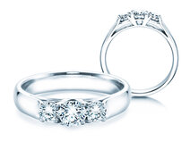 Bague de fiançailles 3 Stones dans 14K or blanc avec diamants 0,75ct G/SI
