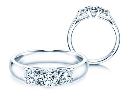 Bague de fiançailles 3 Stones dans or blanc