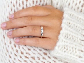 Bague de fiançailles 3 Stones dans 18K or blanc avec diamants 0,75ct G/SI