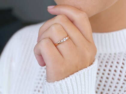 Bague de fiançailles 3 Stones dans 14K or rose avec diamants 0,20ct G/SI