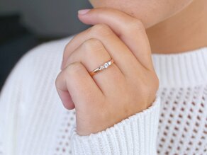 Bague de fiançailles 3 Stones dans 14K or rose avec diamants 0,20ct G/SI