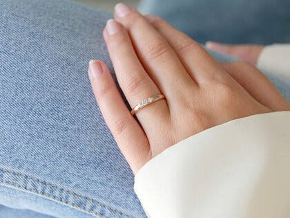 Bague de fiançailles 3 Stones dans 14K or rose avec diamants 0,20ct G/SI