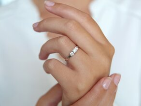 Bague de fiançailles 3 Stones dans 18K or blanc avec diamants 1,00ct G/SI