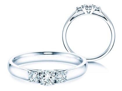 Bague de fiançailles 3 Stones dans or blanc