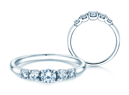 Bague de fiançailles 5 Diamonds dans or blanc