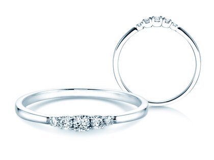 Bague de fiançailles 5 Diamonds dans 14K or blanc avec diamants 0,15ct G/SI