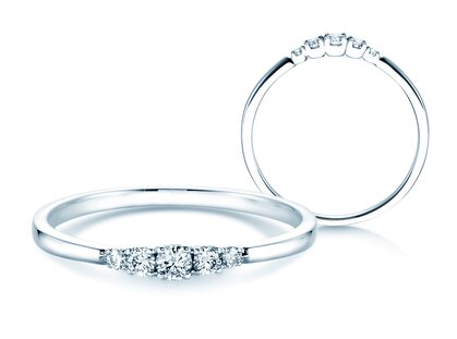 Bague de fiançailles 5 Diamonds dans 14K or blanc avec diamants 0,15ct G/SI