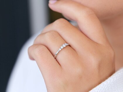 Bague de fiançailles 5 Diamonds dans 18K or blanc avec diamants 0,25ct G/SI