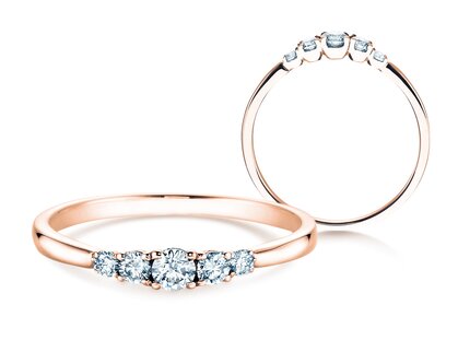 Bague de fiançailles 5 Diamonds dans 14K or rose avec diamants 0,15ct G/SI