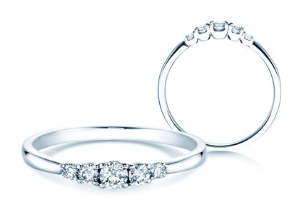 Bague de fiançailles 5 Diamonds dans platine 950/- avec diamants 0,25ct G/SI