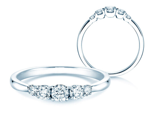 Bague de fiançailles 5 Diamonds dans platine