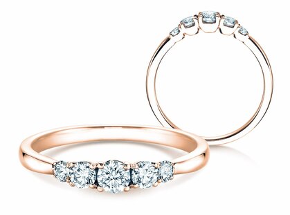 Bague de fiançailles 5 Diamonds dans 18K or rose avec diamants 0,40ct