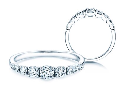 Bague de fiançailles 9 Diamonds dans 14K or blanc avec diamants 0,27ct G/SI