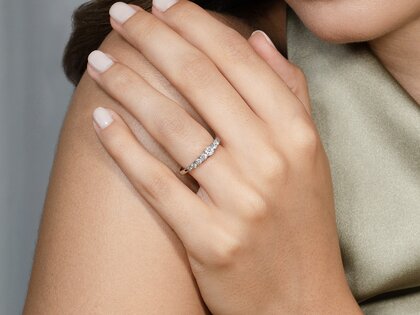 Bague de fiançailles 9 Diamonds dans 14K or rose avec diamants 0,43ct G/SI