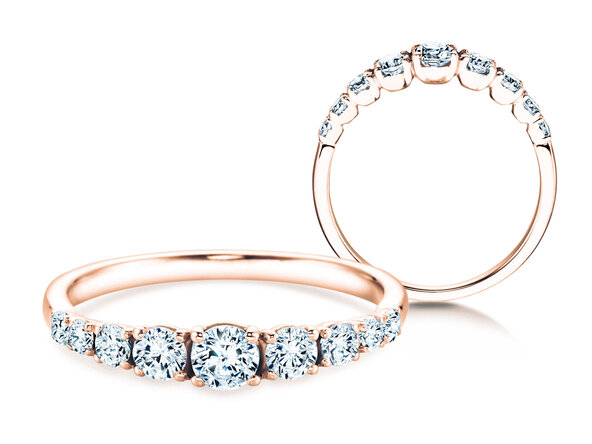 Bague de fiançailles 9 Diamonds dans 18K or rose avec diamants 0,27ct G/SI