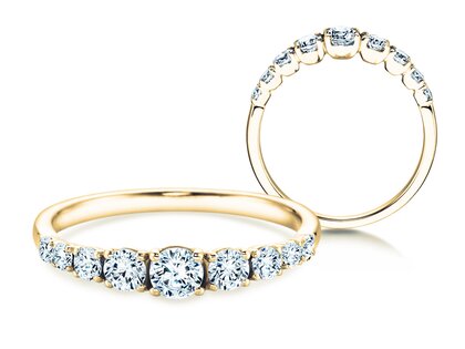 Bague de fiançailles 9 Diamonds dans 18K or jaune avec diamants 0,61ct G/SI