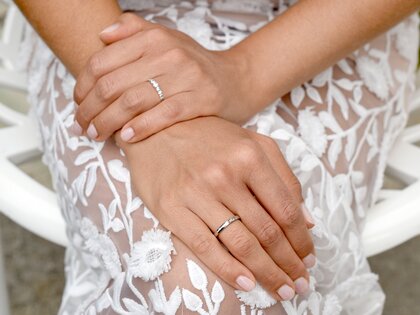 Bague de fiançailles 9 Diamonds dans 18K or blanc avec diamants 0,61ct G/SI