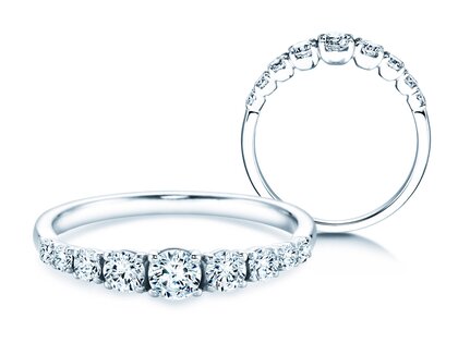 Bague de fiançailles 9 Diamonds dans 18K or blanc avec diamants 0,61ct G/SI