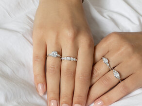 Bague de fiançailles 9 Diamonds dans 14K or rose avec diamants 0,43ct G/SI