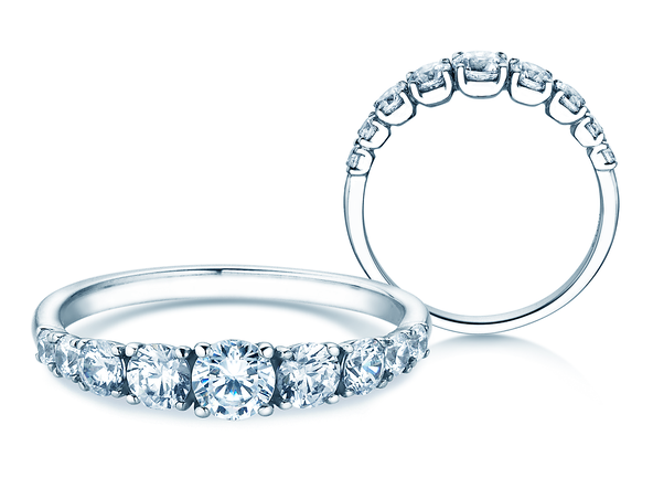 Bague de fiançailles 9 Diamonds en 9K or blanc avec diamants 1,00ct G/SI