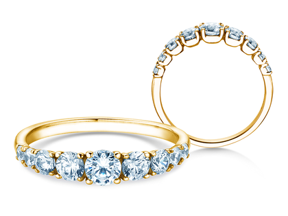 Bague de fiançailles 9 Diamonds en 9K or jaune avec diamants 1,00ct G/SI
