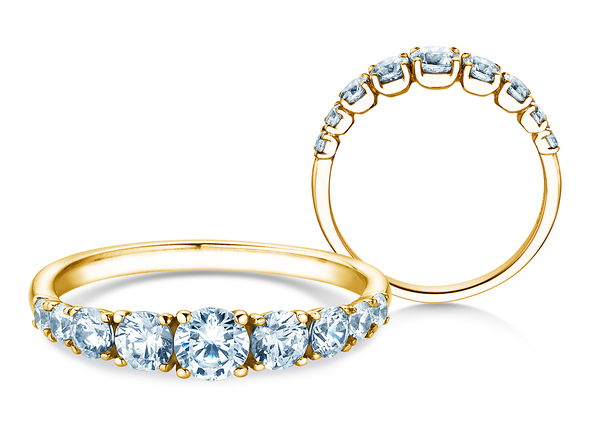 Bague de fiançailles 9 Diamonds en 9K or jaune avec diamants 1,00ct G/SI