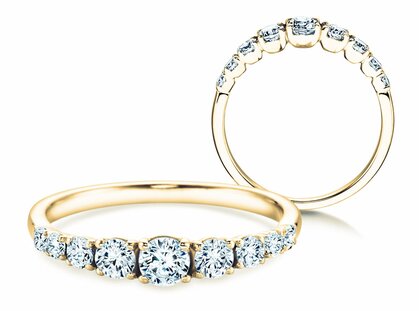 Bague de fiançailles 9 Diamonds dans 14K or jaune avec diamants 0,43ct