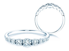 Bague de fiançailles 9 Diamonds dans 14K or blanc avec diamants 0,43ct G/SI