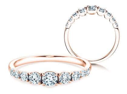 Bague de fiançailles 9 Diamonds dans 14K or rose avec diamants 0,43ct G/SI