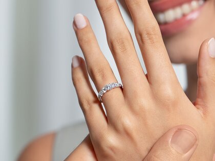 Bague de fiançailles 9 Diamonds en 9K or blanc avec diamants 1,00ct G/SI