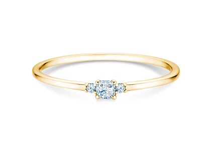 Bague de fiançailles Vivid Petite Cushion Cut en 18K or jaune avec diamants 0,10ct G/SI