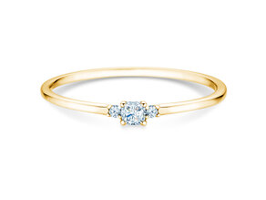 Bague de fiançailles Vivid Petite Cushion Cut en 18K or jaune avec diamants 0,10ct G/SI