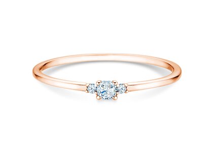 Bague de fiançailles Vivid Petite Cushion Cut en 14K or rose avec diamants 0,10ct G/SI