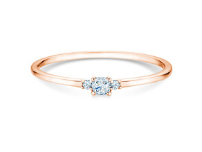 Bague de fiançailles Vivid Petite Cushion Cut en 14K or rose avec diamants 0,10ct G/SI