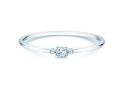 Bague de fiançailles Vivid Petite Cushion Cut en 14K or blanc avec diamants 0,10ct G/SI