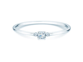 Bague de fiançailles Vivid Petite Cushion Cut en 14K or blanc avec diamants 0,10ct G/SI